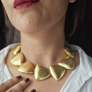 Gold-toned triad nugget necklace